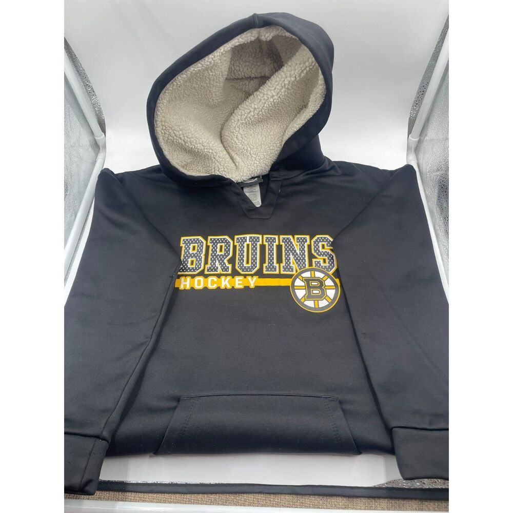 NHL Boston Bruins Heavyweight Sherpa-Lined Pullover Hoodie - Youth Large 10/12
